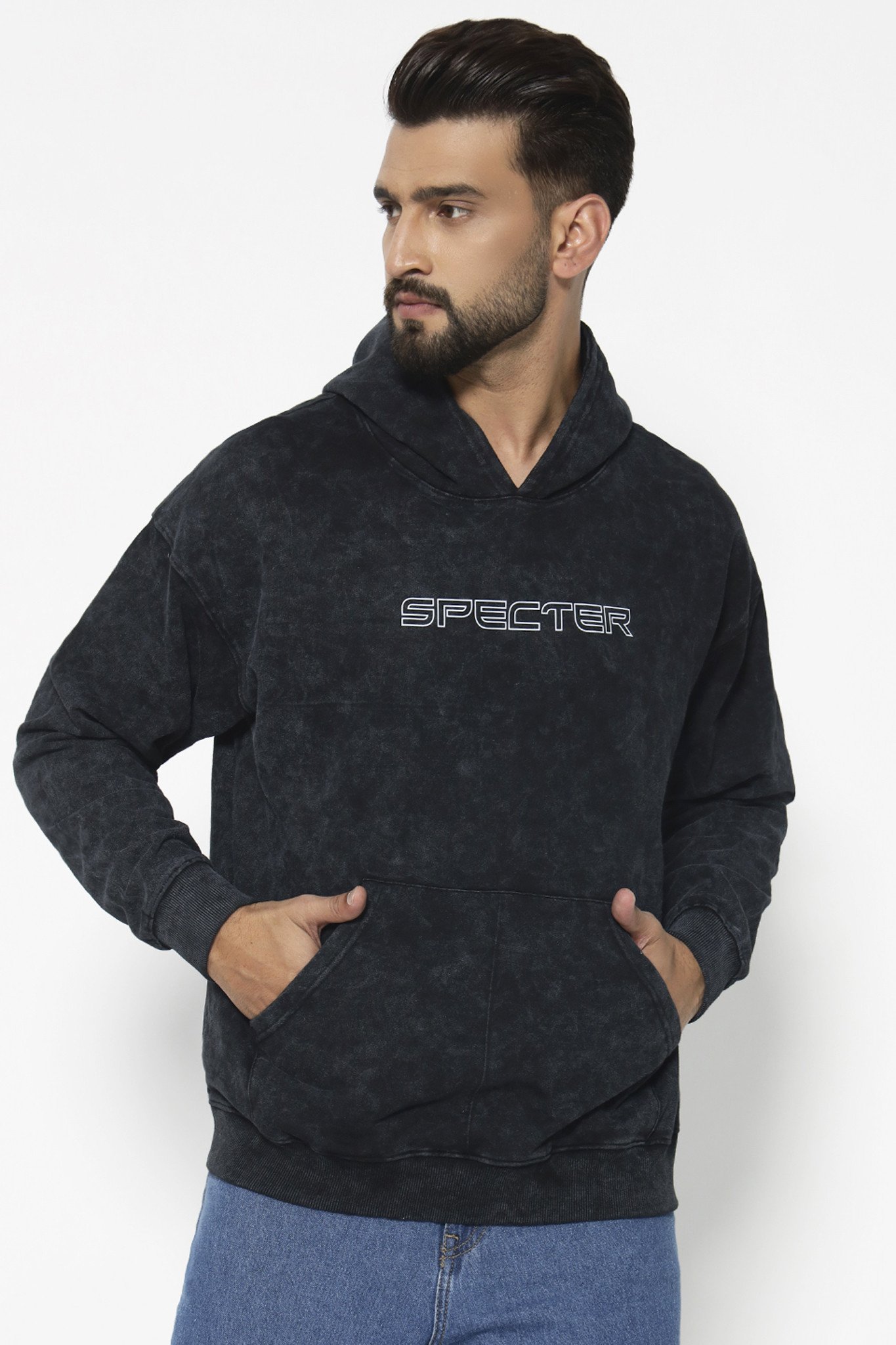 Grey acid wash hoodie