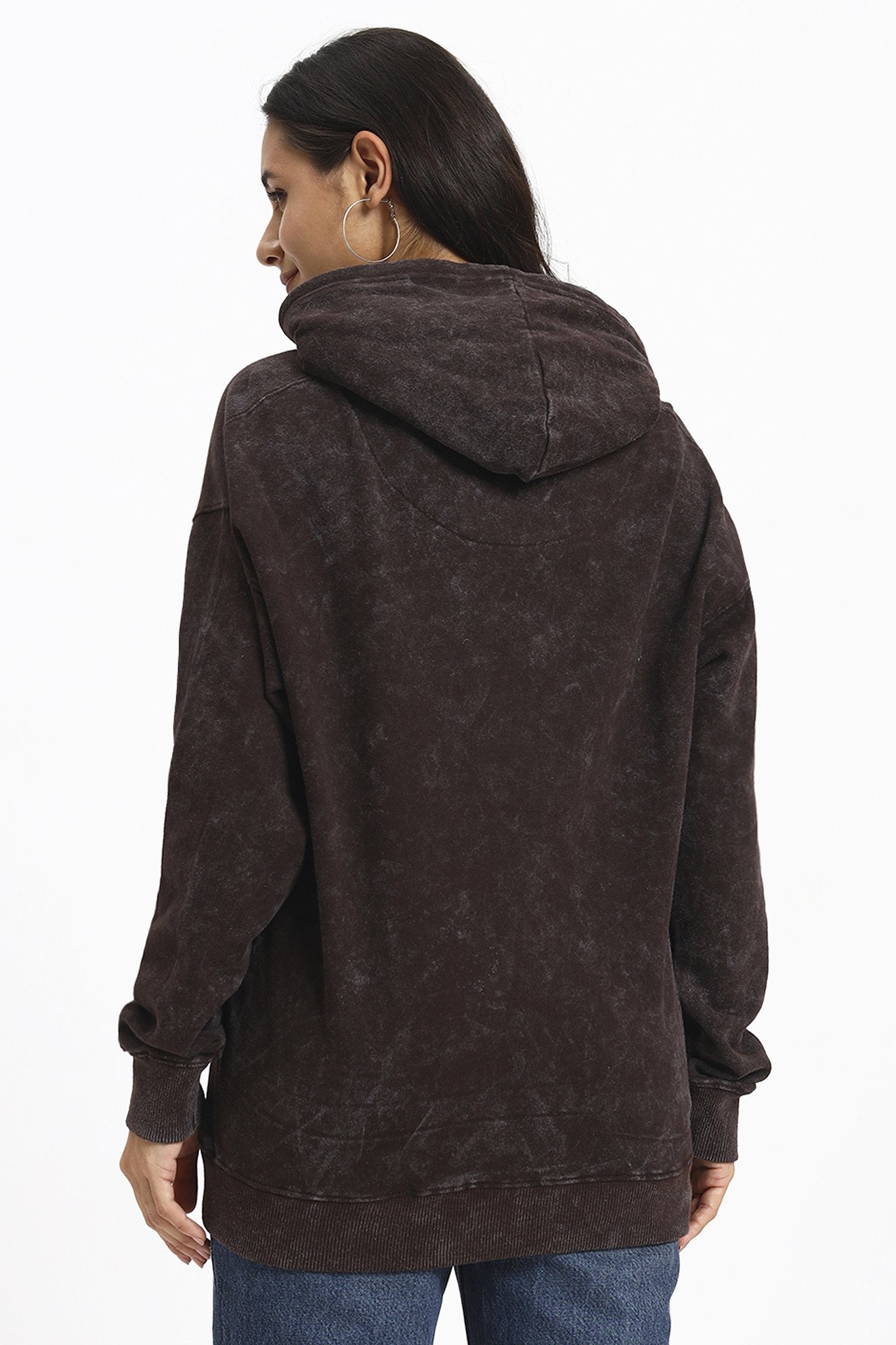 Brown acid wash hoodie