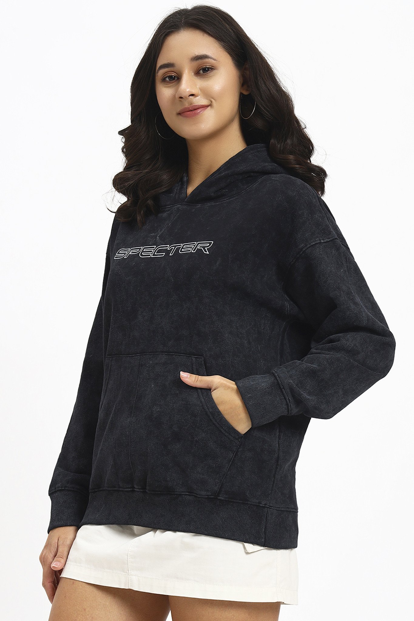 Grey acid wash hoodie